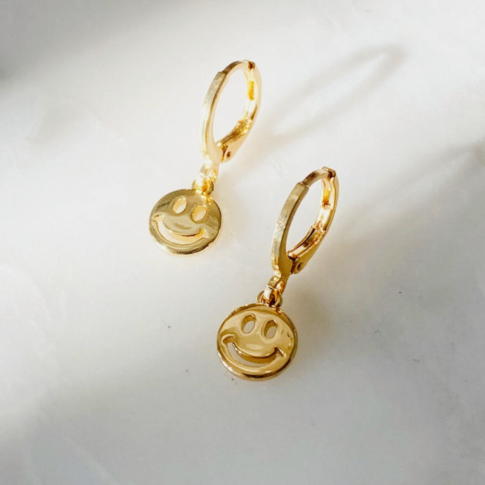 Gold Smiley Earrings