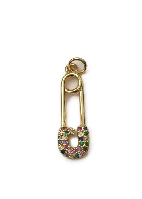 Jeweled Safety Pin Charm