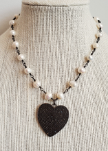 Load image into Gallery viewer, Pavé &amp; Pearl Heart Necklace