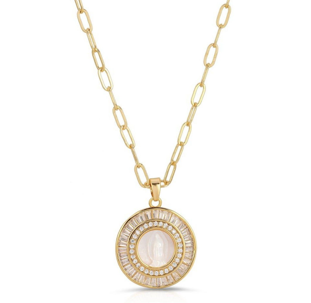 Mother of Pearl Medallion Necklace