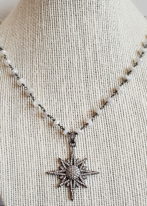 Moon Star Rosary Necklace