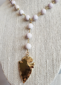 Marbled Rosary Arrowhead Necklace