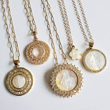 Load image into Gallery viewer, Mother of Pearl Medallion Necklace