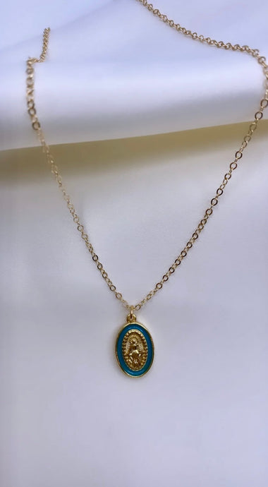 Virgin Mary Green Necklace
