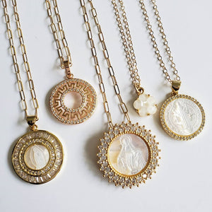 Mother of Pearl Medallion Necklace