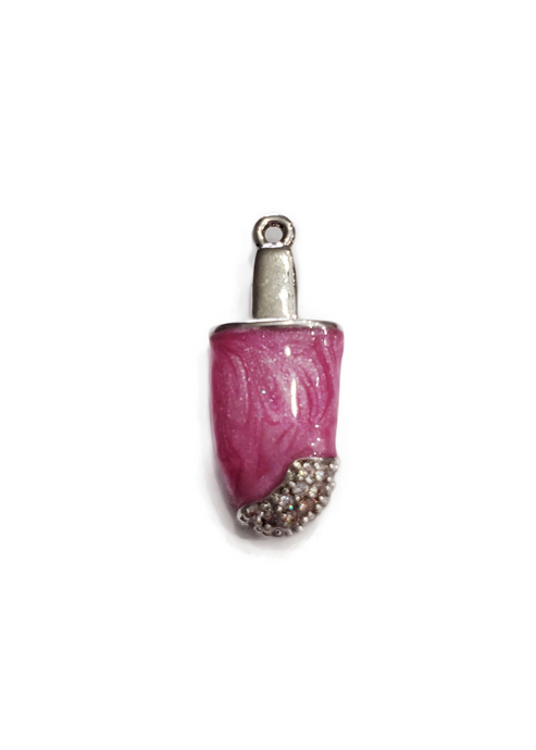 Pink Popsicle Charm - Silver